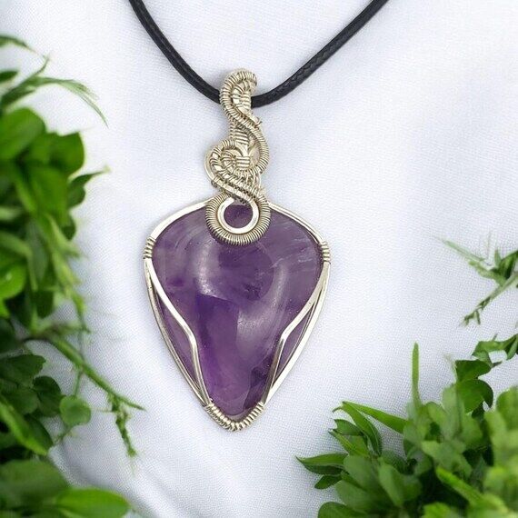 Amethyst Pendant Sterling Silver | Wire Wrapp...
