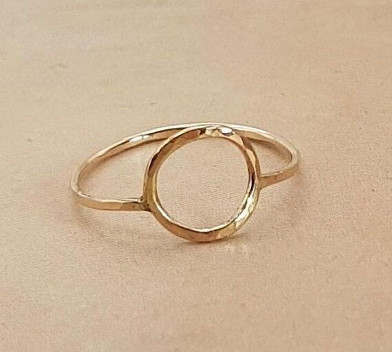 Lotte gold hammered small open ring, Handmade...