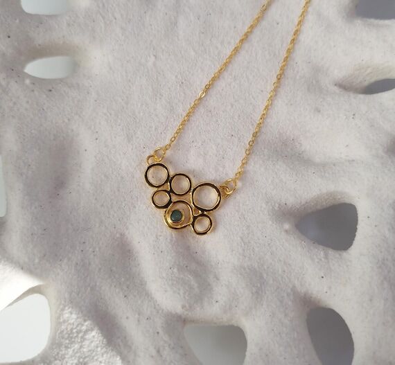 Zara gold circle necklace with opal, Handmade...