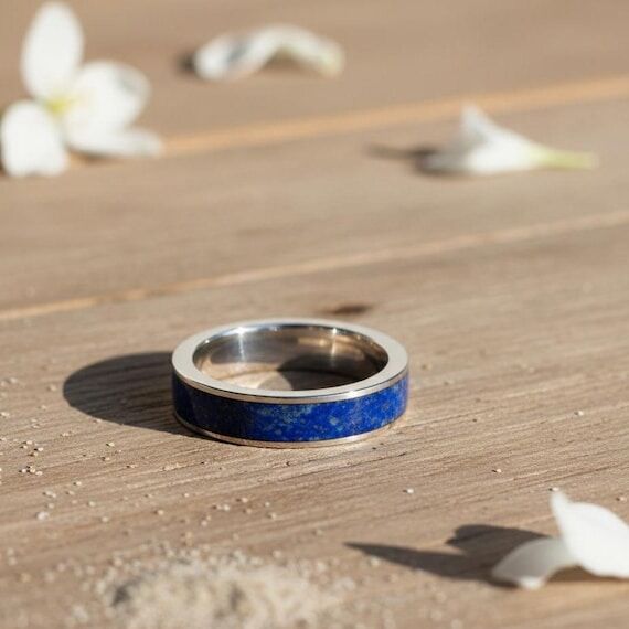 Natural Lapis Lazuli Sterling Silver Ring, Ha...