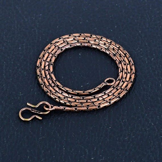 Oxidized Copper Wheat Chain Necklace: Solid C...