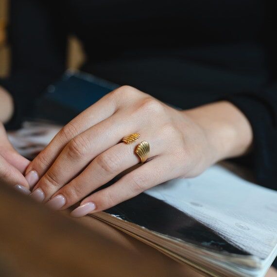 Oyster Ring, Adjustable 925 Sterling Silver S...