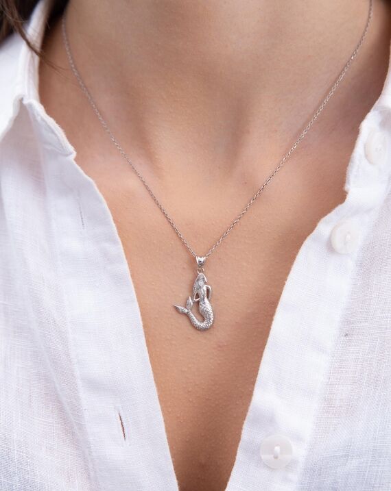 Mermaid Necklace, 925 Sterling Silver Mermaid...