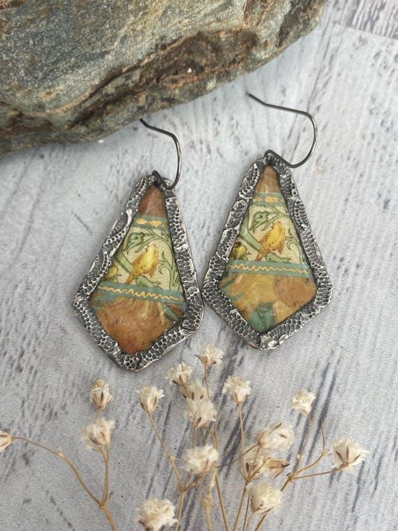 Handmade rustic silver solder stamped framed ...