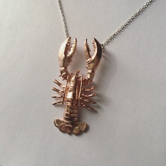 Lobster Necklace, Rose Gold-Toned Brass Marin...