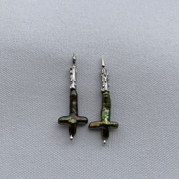 Candle Earrings, Sterling Silver and Baroque ...