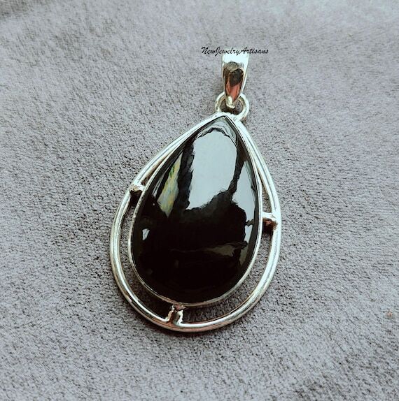Handmade Black Onyx 925 Sterling Silver Pear ...