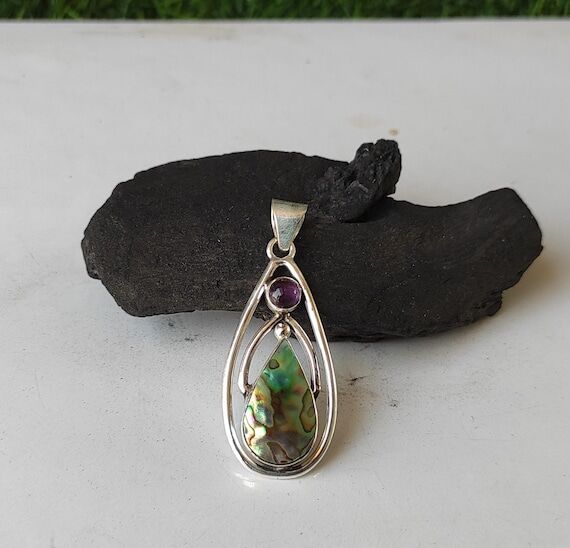Handmade Abalone Shell Pendant: Sterling Silv...