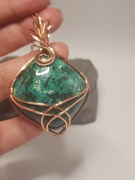 Chrysocolla Malachite Pendant Necklace, Large...