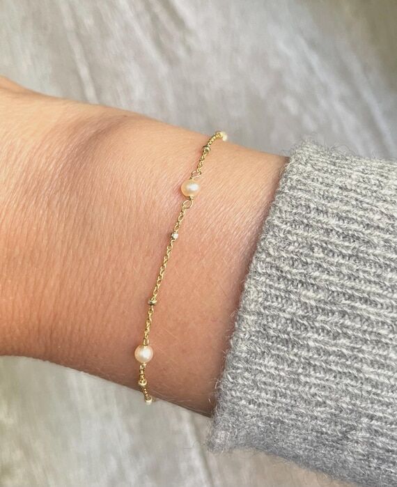 Pink Pearl Bracelet: 14k Gold Filled Satellit...