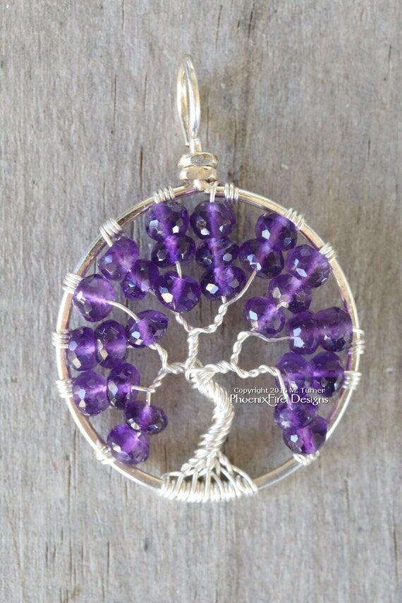 Amethyst Tree of Life Pendant Wire Wrapped Ne...
