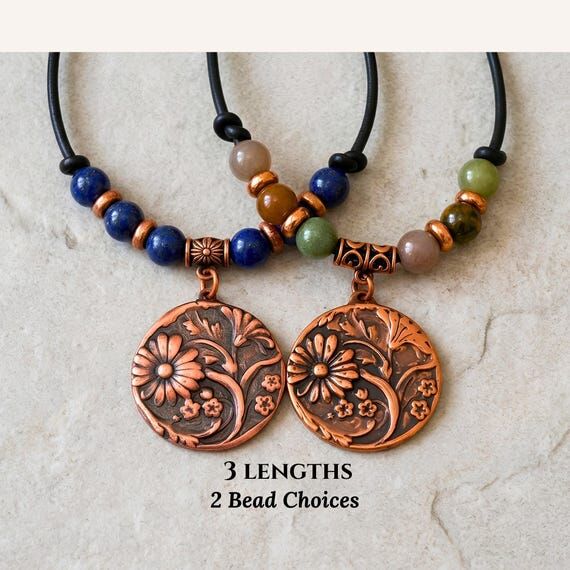 Copper Flower Necklace Handmade Gift Birthday...
