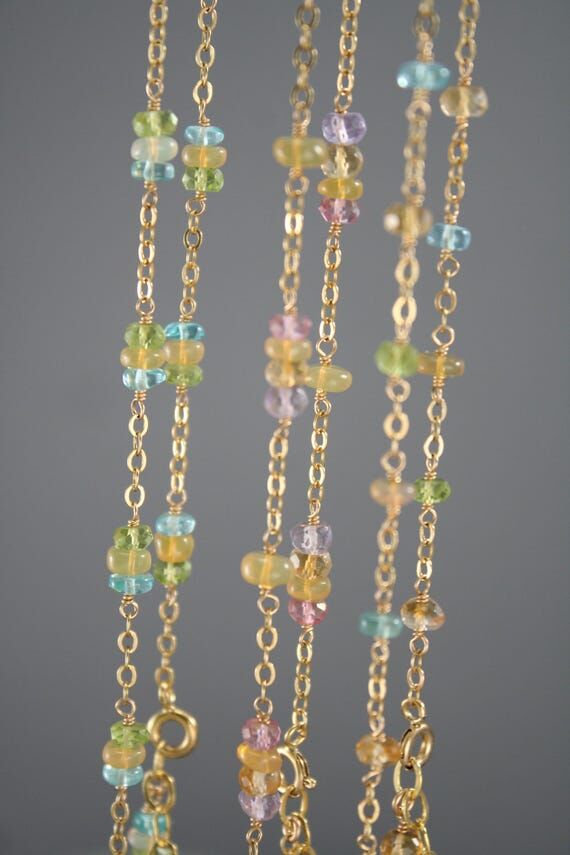 Multi gemstone necklaces with gold filled, Hi...