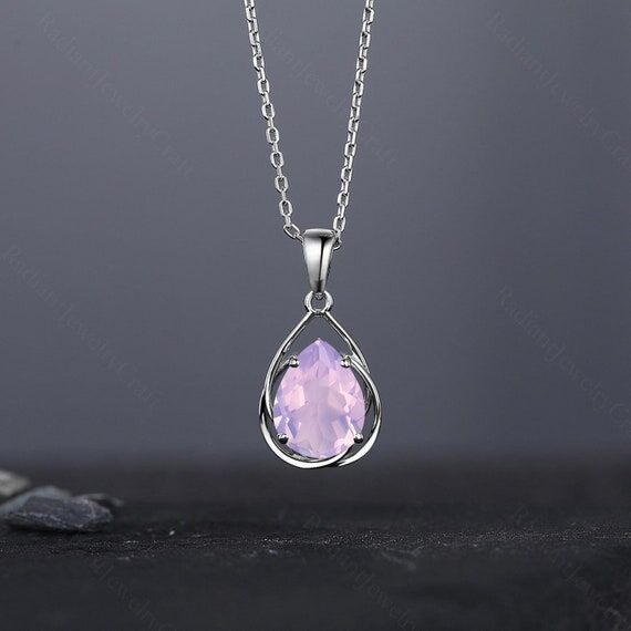 Pear Lavender Amethyst Pendant Necklace: Tear...