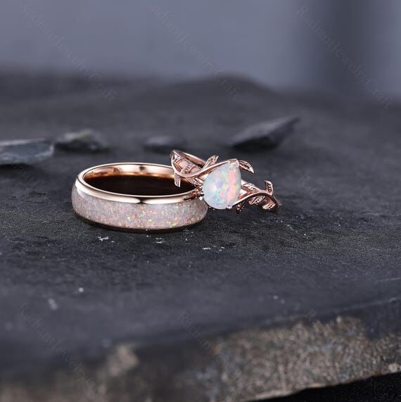 Nature Inspired Matching Opal Couples Ring, H...