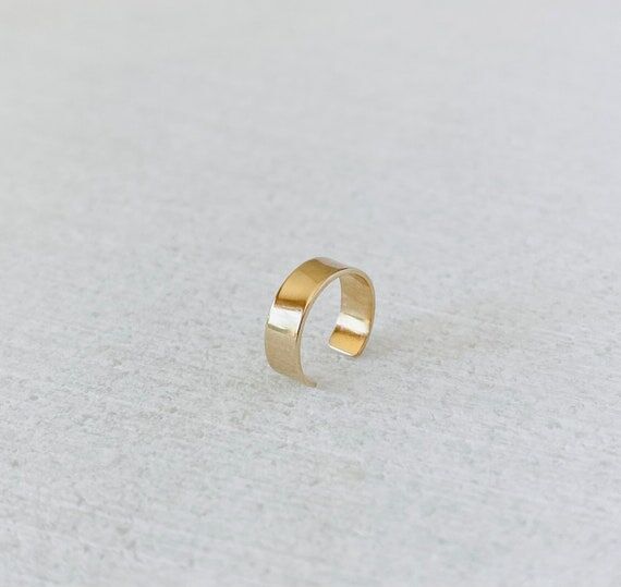 14k Solid Gold Ear Cuff: 3mm Wide, Minimalist...