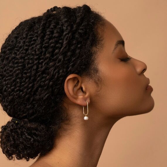 Solid Gold Pearl Hoop Earrings: Handmade 14k ...