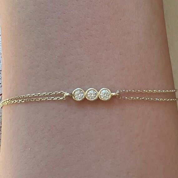 Gold Chain Bracelet, 14k Solid Gold Dainty Br...