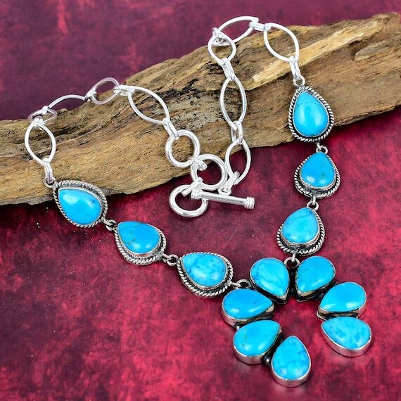 Turquoise Gemstone 925 Sterling Silver Neckla...