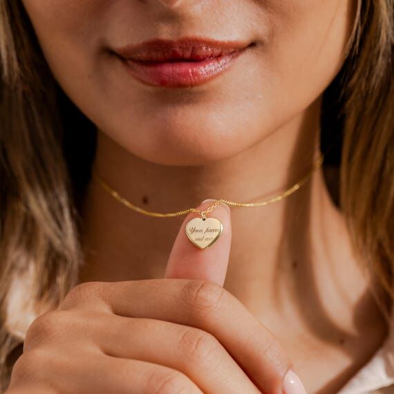 Custom Engraved Heart Necklace with Cable & B...