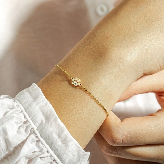 Sterling Silver Engraved Paw Print Bracelet, ...