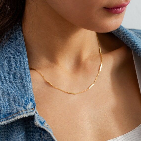 Multi Bar Necklace, Strand Necklace, Gold Bar...