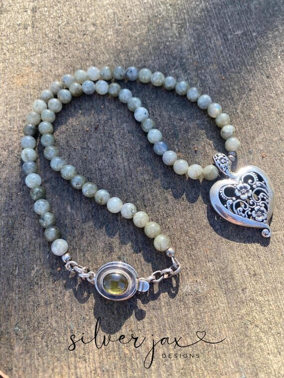 Labradorite Necklace - Vintage Sterling Silve...