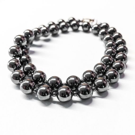 Hematite Necklace, 8mm Hematite Beaded Neckla...