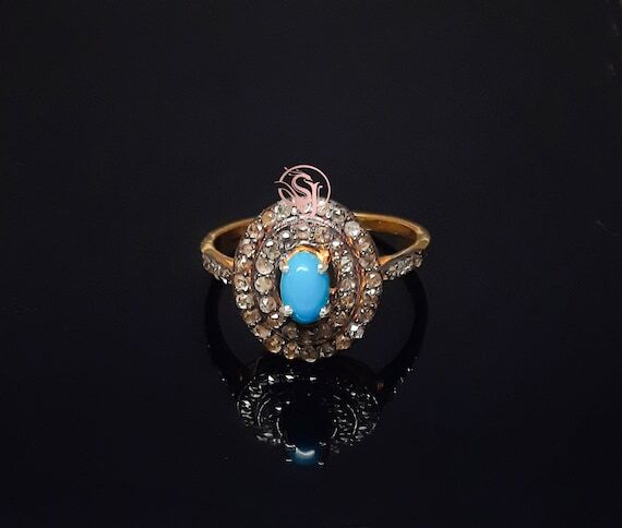 18K Gold Filled Turquoise Ring Handmade Desig...