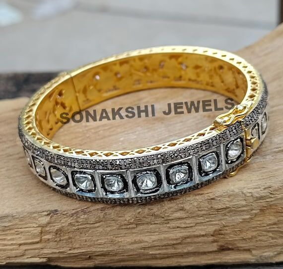 Uncut Polki Diamond And Diamond Bangle Antiqu...