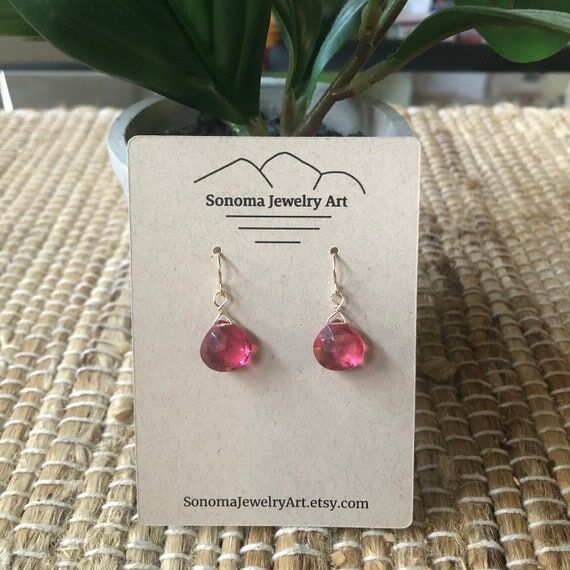 Pink touramline faceted drop earrings availab...