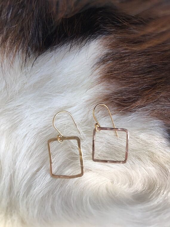 14k gold fill wire squares, lightly forged 5/...