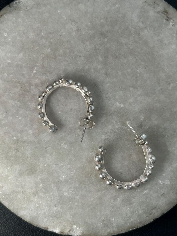 Bubble hoop 7/8 inch diameter .925 silver han...