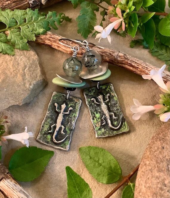 Lizard Jewelry, Reptile Earrings, Chameleon E...