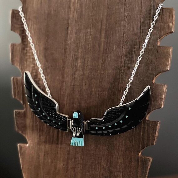 Black onyx jewelry pendant necklaces, eagle b...