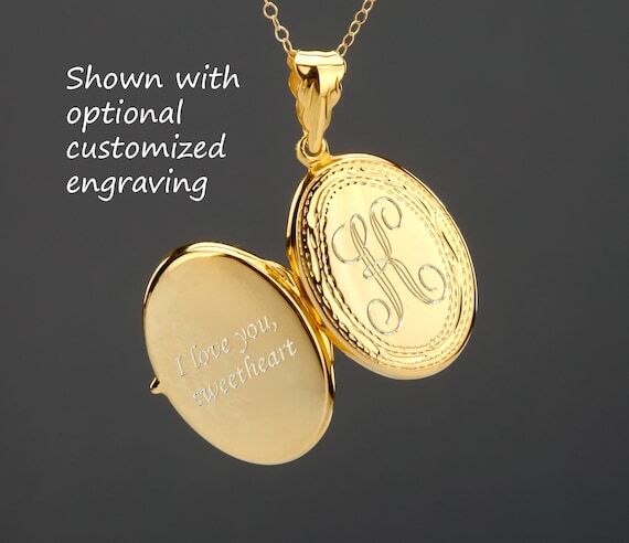Custom engrave gold plated locket with photo,...