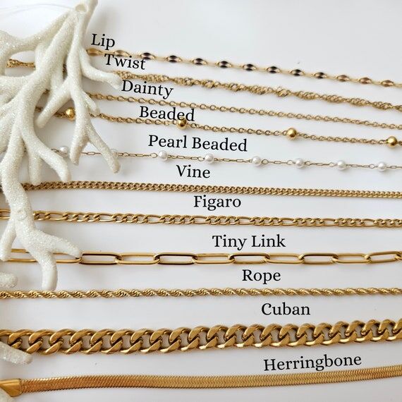 18k Gold Filled Necklace Chain, Pearl Necklac...
