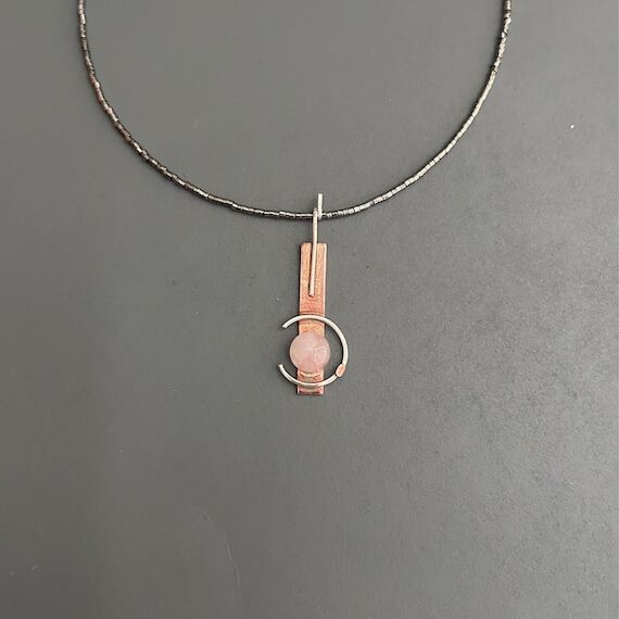 Mixed Metal Quartz Necklace: Abstract Wearabl...
