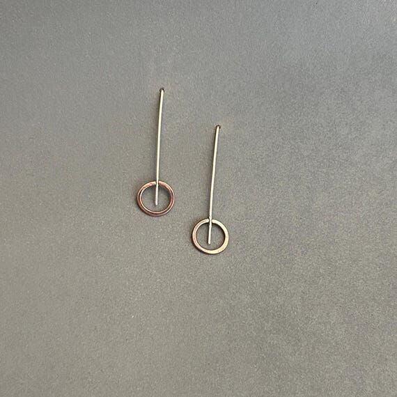 Mixed Metal Earrings: Geometric Dangle Jewelr...