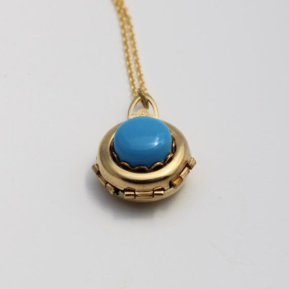 Turquoise Locket Necklace • 4 Photo Lockets...