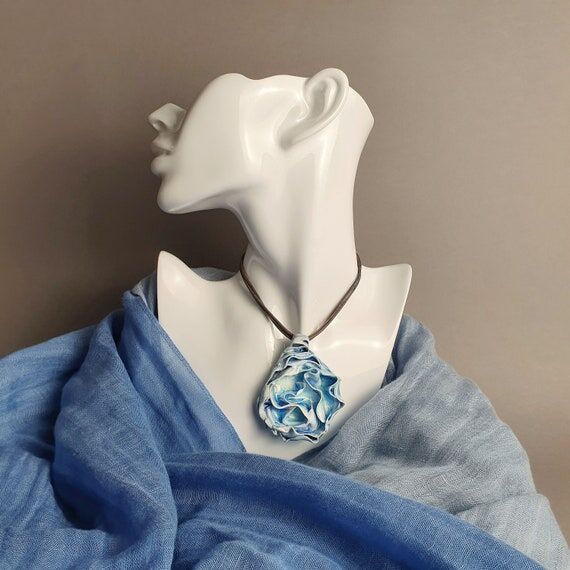 Oceanic Waves Pendant • Ceramic Jewelry •...
