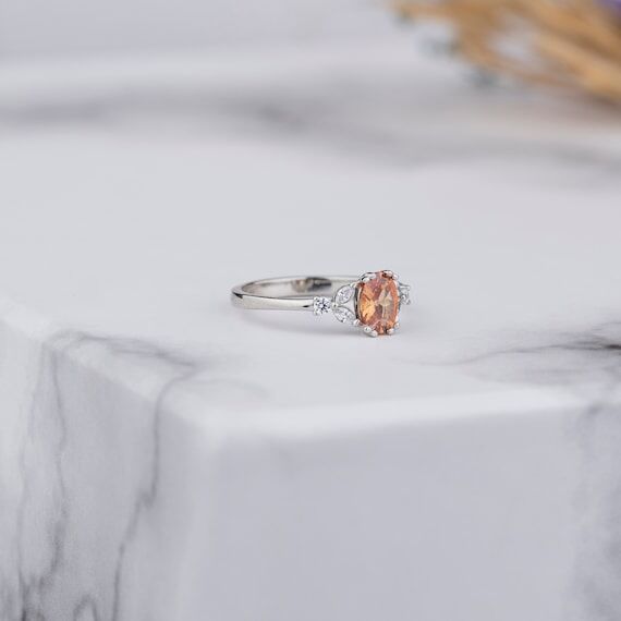 Birthstone Oval Cut Ring, Personalized Ring, ...