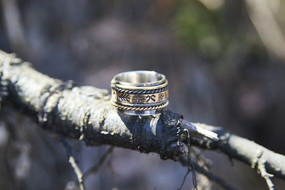 Latvian Rune Spinner Ring | Handmade Sterling...