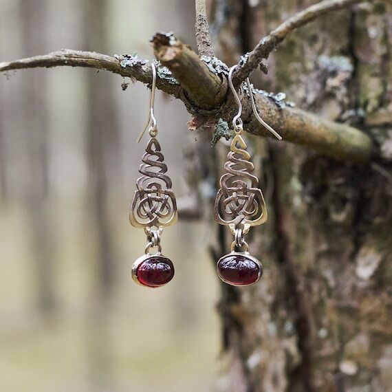 Celtic Knot Earrings | Gothic Bronze Dangle E...