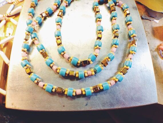 Handmade African Glass Beaded Necklace: Pink,...