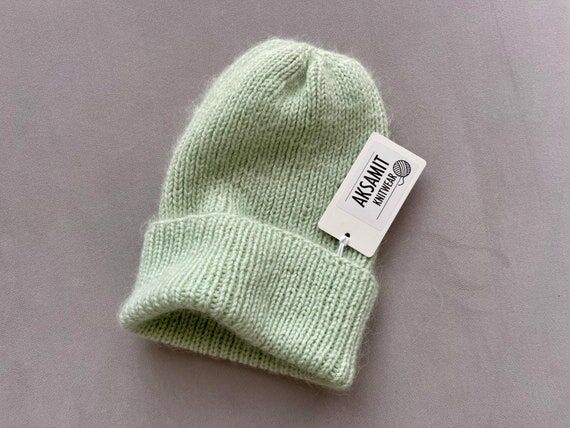 Mohair Alpaca Beanie: Hand-Knitted Women's Wi...