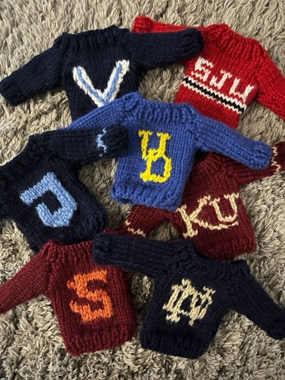 Mini Hand Knit Christmas College Sweater Deco...