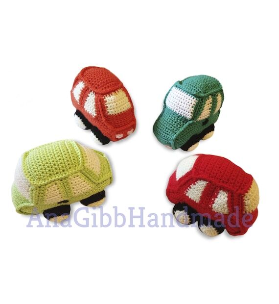 Hand-Knitted Car Rattle – Soft Baby Toy, Ha...