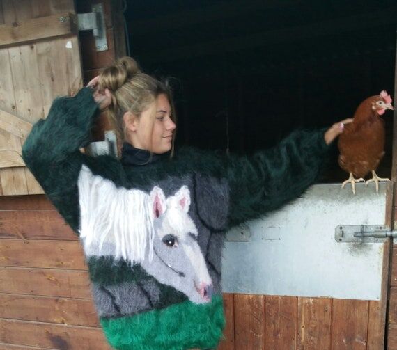 Vintage Hand made Horse Sweater in Long Haire...