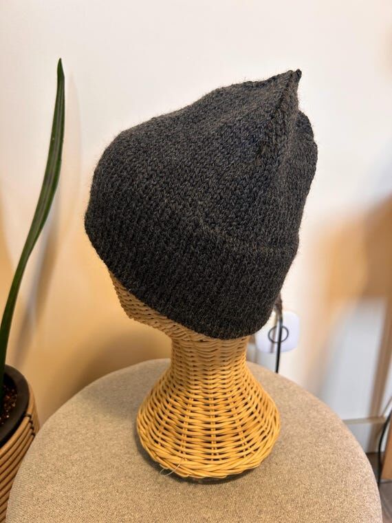 Hand Knit Tweed Wool Beanie: Double Brim High...